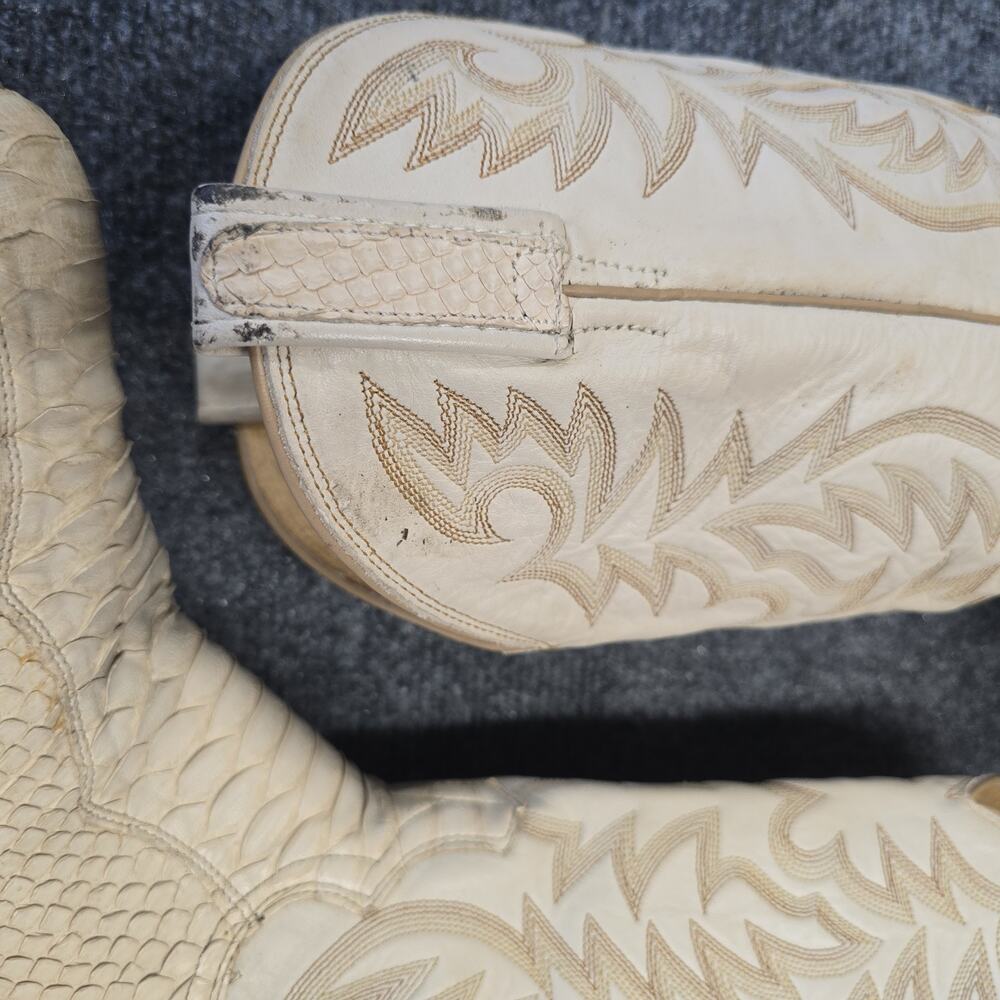 Vtg Dan Post Manning White Python Snakeskin Cowboy Boots Mens 9.5 D USA 1989 - Picture 11 of 12